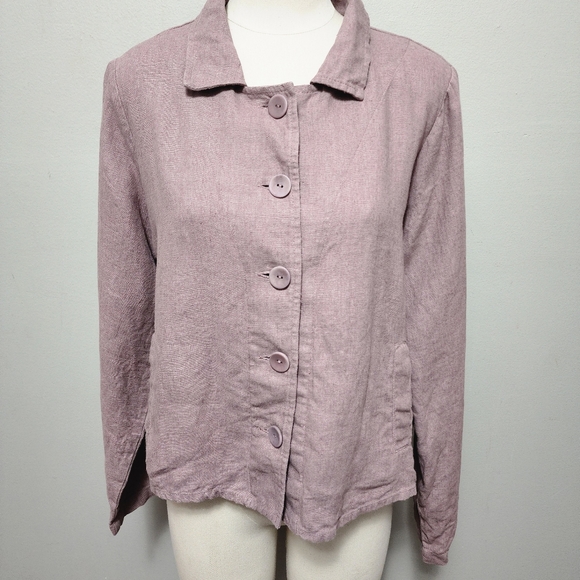 FLAX mauve button down collared jacket size small (6-10) - Picture 1 of 7